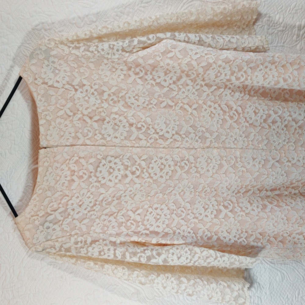 M'Lady Couture Vintage 1960s Lace 3/4 Sleeve Satin Lined Party Dress - Picture 5 of 10